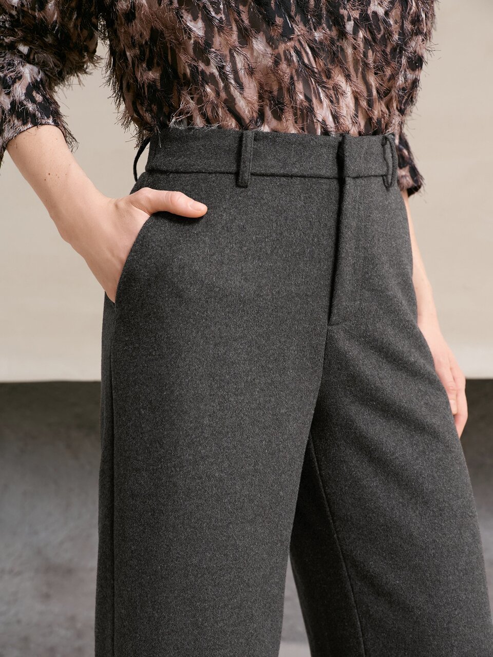 MOTF WOMEN'S AUTUMN/WINTER WOOL SINGLE-SIDED FELT GOLD BUTTON DECOR FASHION COMMUTE STRAIGHT WIDE LEG PANTS