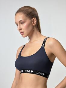Loungeista 3pcs/Set Women's Heart & Letter Jacquard Bra Setfor Summerfor Summer - Multicolor - View 7