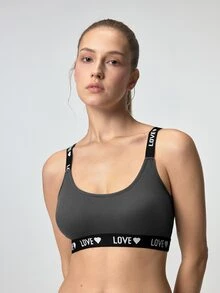 Loungeista 3pcs/Set Women's Heart & Letter Jacquard Bra Setfor Summerfor Summer - Multicolor - View 9