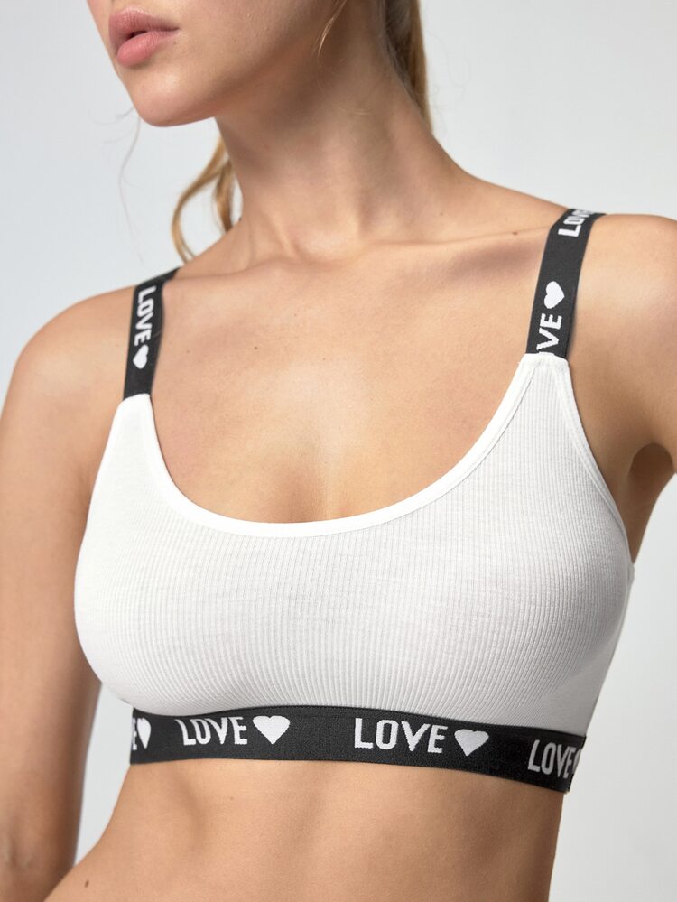 Loungeista 3pcs/Set Women's Heart & Letter Jacquard Bra Setfor Summerfor Summer - Multicolor - View 3
