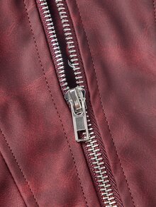ROMWE Y2K Lace Up Front Zip Up Crop Tube Top - Burgundy - View 12