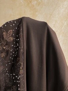 Soleia Setelan Seksi 2 Potong Wanita: Atasan Tank Top Halter Motif Bunga Berpayet dan Rok Bodycon - Coklat - View 8