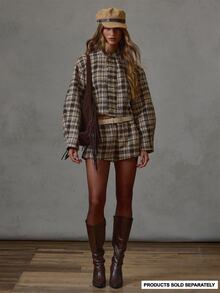 MUSERA Plaid Tailored Mini Shorts Fall Winter Everyday Casual Back To School Forces - Multicolor - View 1
