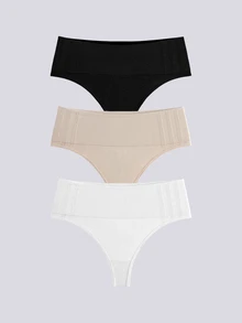 Loungeista 3pcs Seamless High Waist Thong Panties - Multicolor - View 6
