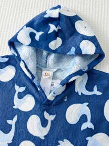Cozy Pixies Baby Boy Cartoon Pattern Knit Soft Hooded Sleeveless Cover Up,Kids - Navy Blue - View 4
