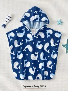 Cozy Pixies Baby Boy Cartoon Pattern Knit Soft Hooded Sleeveless Cover Up,Kids - Navy Blue - View 7