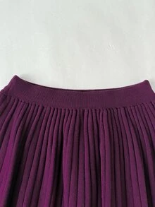 SHEIN 夢幻公主風 青少女淺紫色與深紫色毛衣蝴蝶結荷葉邊圓領長袖套頭上衣裙組 精緻菱格紋與蝴蝶結吸睛 春季/秋季 秋冬校園穿搭 - 紫色 - 查看 3