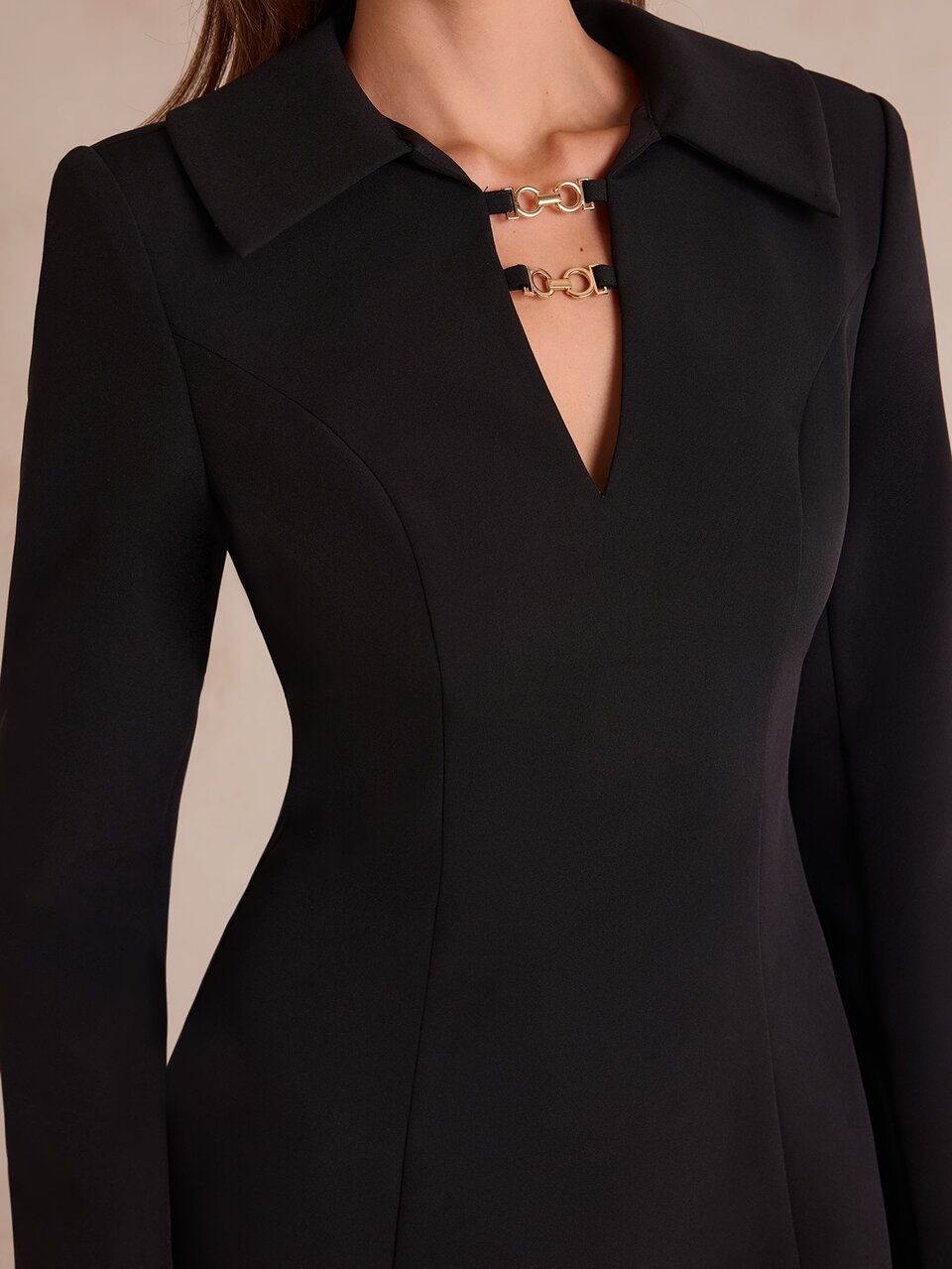 Enchnt Premium Fall Romantic Women's Elegant Black V-Neck Mini Dress,Casual Dress,Work Outfits,Business Professional,Formal Wear,Going Out,Modern