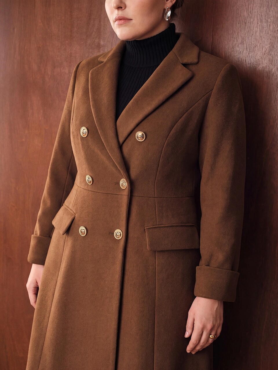 MOTF PLUS SIZE WOMEN'S AUTUMN/WINTER WOOL MID-LENGTH OVERCOAT
