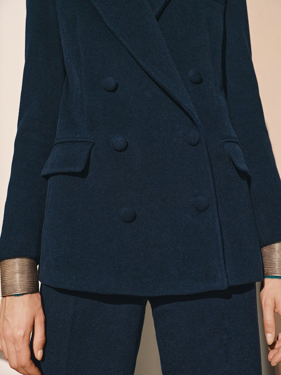 MOTF WOMEN'S AUTUMN/WINTER WOOL BLEND WIDE SHOULDER STRAIGHT FIT FASHION BLAZER COMMUTER COAT