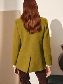 MOTF PREMIUM WOMEN'S AUTUMN/WINTER WOOL WATER RIPPLE SINGLE-BREASTED BLAZER - Mustard Yellow - View 7