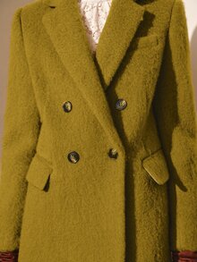 MOTF PREMIUM WOMEN'S AUTUMN/WINTER WOOL WATER RIPPLE SINGLE-BREASTED BLAZER - Mustard Yellow - View 2