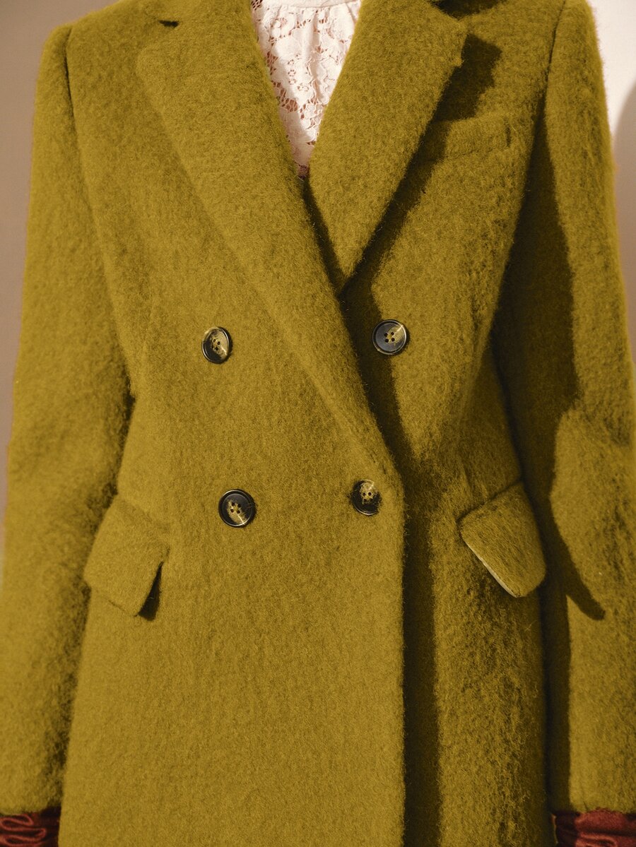 MOTF PREMIUM WOMEN'S AUTUMN/WINTER WOOL WATER RIPPLE SINGLE-BREASTED BLAZER - Mustard Yellow - View 2