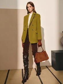 MOTF PREMIUM WOMEN'S AUTUMN/WINTER WOOL WATER RIPPLE SINGLE-BREASTED BLAZER - Mustard Yellow - View 5
