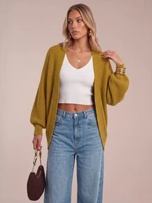 Avantive Women's Minimalist Casual Solid Color Versatile Long Sleeve Sweater, College Style Brunch Mustard Yellow Autumn - Mustard Yellow - View 6