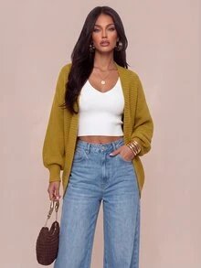 Avantive Women's Minimalist Casual Solid Color Versatile Long Sleeve Sweater, College Style Brunch Mustard Yellow Autumn - Mustard Yellow - View 5