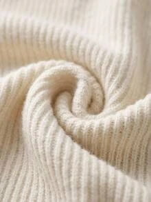 EURMUSE Luxury Pearl Embellished V-Neck Ribbed Knit Sweater, Elegant Slim Fit Soft Touch Pullover With Statement Stud Detailing For Chic Fall Winter Smart Casual Styling - White - View 5