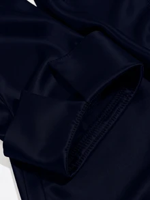 Franclia Women's Elegant Button Pleated Dress For Business Dinner Office Navy Blue Autumn - Navy Blue - View 3