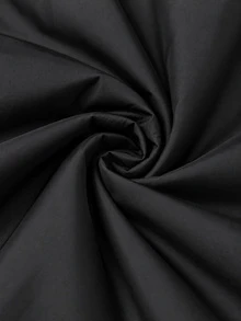 SHEIN Tall Size Women Solid Black Color Hooded Drawstring Detailed Padded Casual Winter Coat - Black - View 5