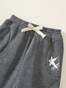 SHEIN 男嬰秋冬休閒彈性腰寬腿運動長褲 - 彩色 - 查看 7