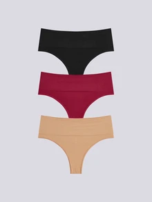 Loungeista 3pcs/Set Women Seamless High Waist Intimate Underwear Set - Multicolor - View 9