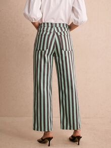 Poéselle Women's Fashion Versatile Button Pocket Striped Denim Jeans - Multicolor - View 3