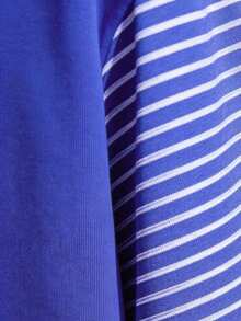 Aesthetic Post 波多黎各國旗印花棒球球衣風 T-shirt，藍色夏季街頭風度假復古學院條紋袖寬鬆男士上衣，足球風 - 彩色 - 查看 5
