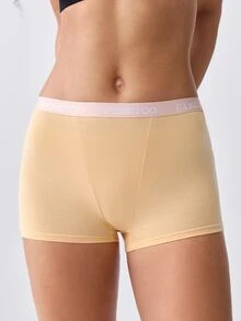 Loungeista 6pcs Letter Waistband Solid Color Comfortable Cotton Sport Panties For Women - Multicolor - View 9