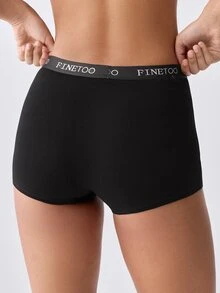 Loungeista 6pcs Letter Waistband Solid Color Comfortable Cotton Sport Panties For Women - Multicolor - View 5