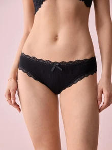 Bonmuse 7pcs/Pack Women's Floral Contrast Color Lace Trim 100% Cotton Panties - Multicolor - View 2