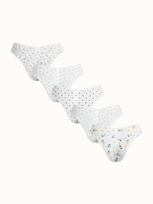 Bonmuse 5pcs Fresh Style Women's Underwear With Various Prints - Multicolor - View 8