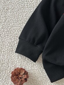 SHEIN 小男孩休閒恐龍印花三色拼接套頭運動衫，柔軟親膚面料，適合春秋冬季日常穿著與運動 - 白色 - 查看 6