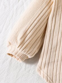 SHEIN 少女款針織純色圓領寬鬆休閒T恤與長褲兩件套 - 粉色 - 查看 8