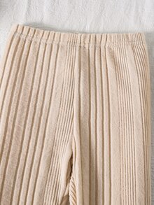 SHEIN 少女款針織純色圓領寬鬆休閒T恤與長褲兩件套 - 粉色 - 查看 7