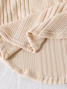 SHEIN 少女款針織純色圓領寬鬆休閒T恤與長褲兩件套 - 粉色 - 查看 9