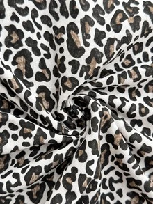 SHEIN Leopard Bow Graphic Top & Leopard Print Pants Casual Pajama Set - Black - View 6