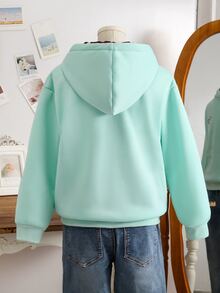 Tween Girl Bow Pattern Casual Everyday Sweatshirt - Green - View 2