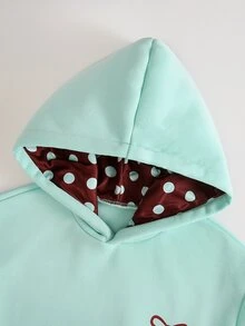 Tween Girl Bow Pattern Casual Everyday Sweatshirt - Green - View 4