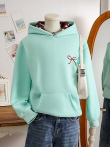 Tween Girl Bow Pattern Casual Everyday Sweatshirt - Green - View 3
