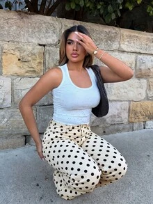 Maria Perezxox 女士休闲波点印花斜插口袋牛仔裤 - 彩色 - 查看 5