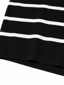 GlowEve CURVE New Women's Striped Colorblock Casual Relaxed Cable Knit Long Sleeve Pullover Sweater With Arm Button Detail - Multicolor - View 4