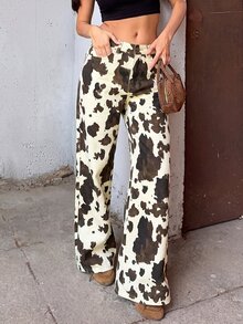 Marta Soriano Women's All-Over Print Pocket Casual Versatile Wide Leg Jeans - Multicolor - View 3