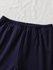 Autumn/Winter Teenboy Minimalist Royal Blue Fitted Long Sleeve & Long Pants Loungewear Set - Royal Blue - View 9