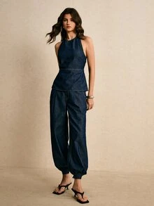 Poéselle Women's Casual Daily Commute Low Waist Side Pockets Jeans Mothers Day - Dark Wash - View 6