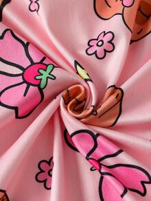 Autumn And Winter Girls Pink Simple Fashion Printed Bow Heart Long Sleeve Top Pants Comfortable Two Pieces Set Snug Fit Loungewear Home Sleep Cute - Baby Pink - View 8