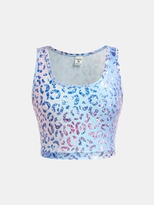 Tween Girl Tween Girls Tween Girl Colorful Leopard Print Sportswear Set 3pcs Casual Versatile - Blue - View 8