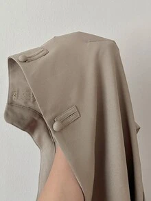 Solavon New Design Vintage Napoleon Double-Breasted Waist-Cinching Slimming Long Suit Set - Khaki - View 9