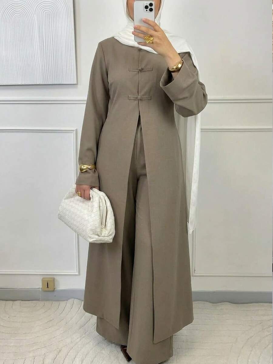 Solavon New Design Vintage Napoleon Double-Breasted Waist-Cinching Slimming Long Suit Set