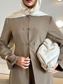 Solavon New Design Vintage Napoleon Double-Breasted Waist-Cinching Slimming Long Suit Set - Khaki - View 3