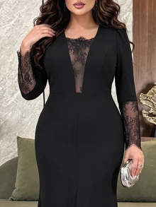 Modelyn Gaun Formal & Malam Wanita Plus - Hitam - View 3